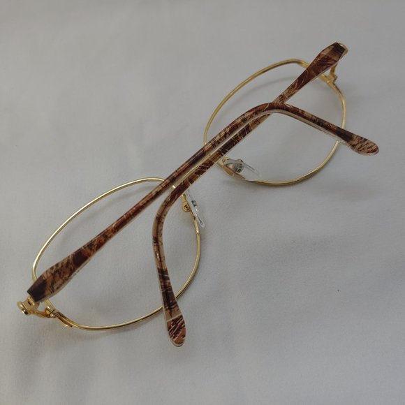 💎 Vintage CLEARVISION Eyeglass Frames Pink Brown Gold Full Metal Rims Plastic - Picture 10 of 12